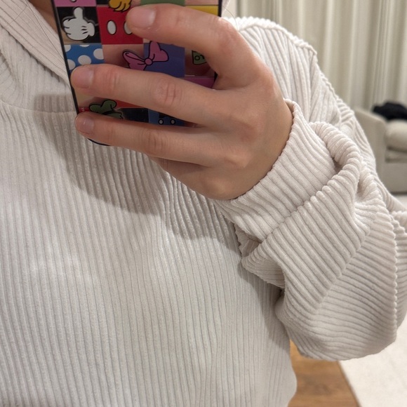 ALO Cream Ribbed Hoodie - Picture 6 of 13